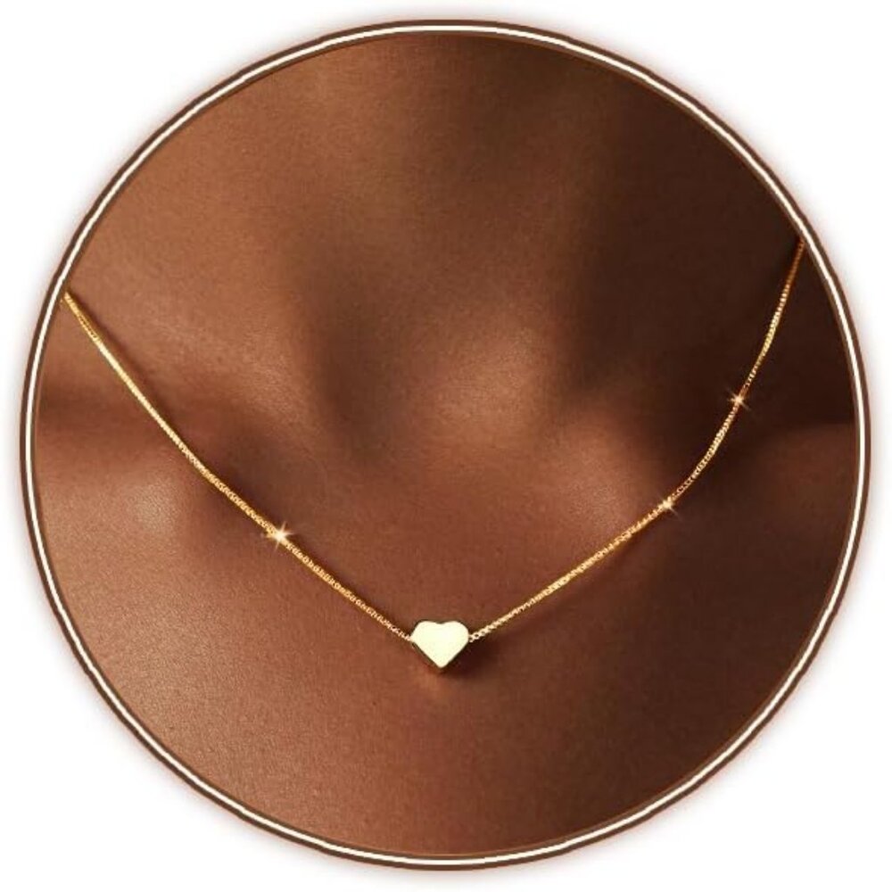 Dainty Gold Heart Necklace for Women Trendy 14K Gold/Silver Plate Cute Heart Pen